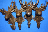 Deer Head Antler Coat Hooks Rustic Cast Iron 6" high, Deer Lease Mancave Mudroom Wall Hooks, Volume Priced, H-20