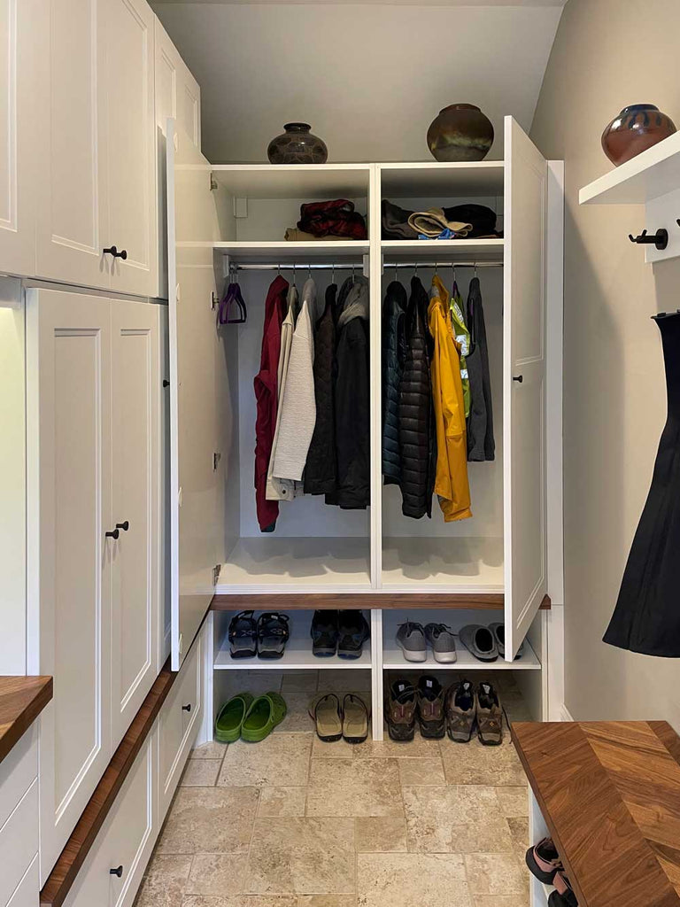 Transitional-Style IKEA Mudroom Fits Neatly into Colonial Home