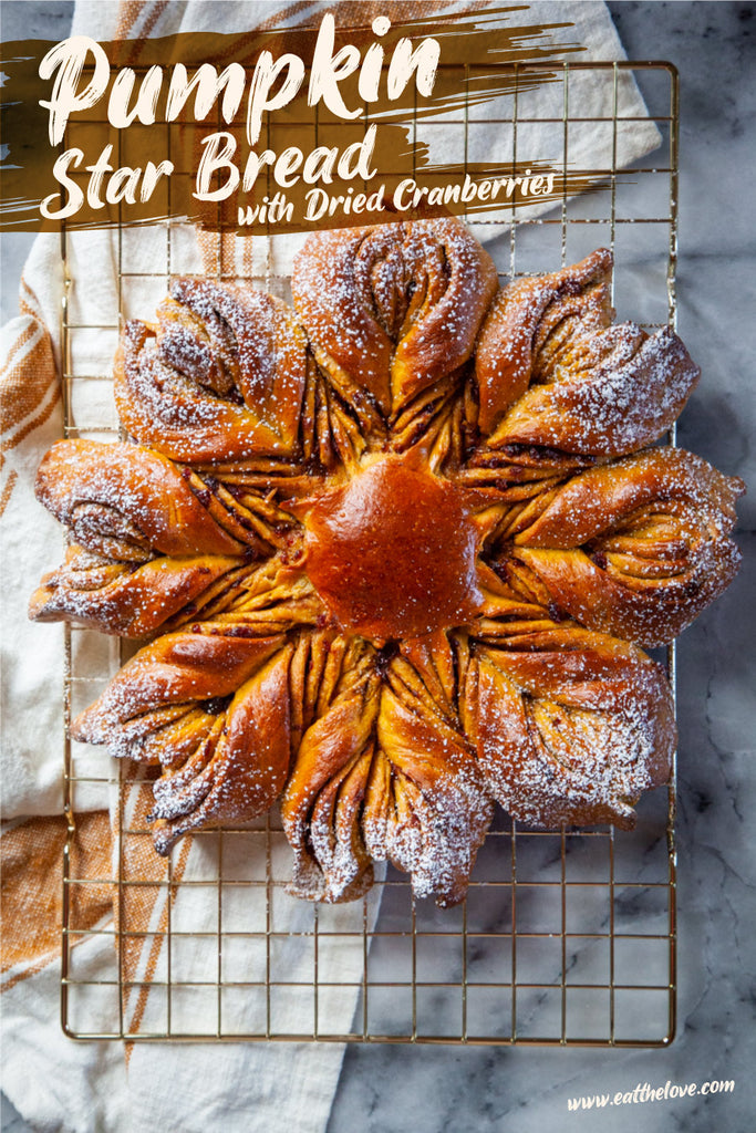 Pumpkin Star Bread with Dried Cranberries [with video]