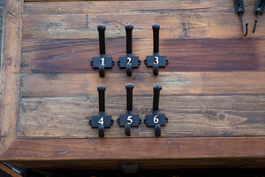 Vintage Numerical Metal Wall Hooks 1 through 6 - Set of 6