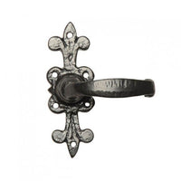 Bent Latch Antique Black Iron Door Handle On Plume Plate · Kirkpatrick 2433 ·