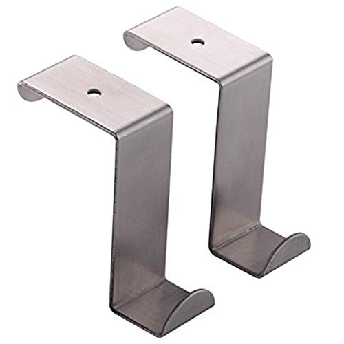 MATEE Reversible Over The Door Removable Cubicle Coat Hook 1.4 MM with Screw Hole 2-Pcs