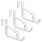 InterDesign Over Door Valet Hook for Clothes Hangers, Storage for Coats, Hats, Robes, Clothes or Towels - Single Hook, White, Pack of 3
