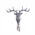 Vintage Deer Head Antlers Wall Hook (Max:10kg) for Hanging Hat Scarf Bag Key Clothes Bathroom Kitchen Towel Holder Hanger Rack Wall Wedding Gift (Gray)