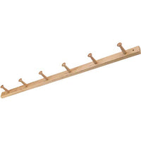 iDesign Wood Wall Mount 6-Peg Coat Rack for Coats, Leashes, Hats, Robes, Towels, Jackets, Purses, Bedroom, Closet, Entryway, Mudroom, Kitchen, Office, 32.3" x 2.8" x 1.5", Natural Wood