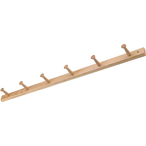 iDesign Wood Wall Mount 6-Peg Coat Rack for Coats, Leashes, Hats, Robes, Towels, Jackets, Purses, Bedroom, Closet, Entryway, Mudroom, Kitchen, Office, 32.3" x 2.8" x 1.5", Natural Wood