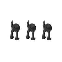 Ikea Set of 3 Dog Tail Hooks Hat Coat Key Wall Mounted Hanger (Black)