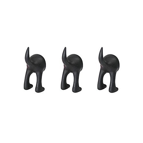 Ikea Set of 3 Dog Tail Hooks Hat Coat Key Wall Mounted Hanger (Black)