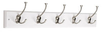 Liberty Hardware 129848 Hook Rail/Coat Rack with 5 Flared Tri Hooks, 27-Inch, White and Satin Nickel, Flat White and Satin Nickel