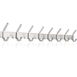 Nidouillet Coat Hook Wall Mounted Hook Rack Rail Shelf 8 Stainless Steel Hanger Hooks Storage Organizer Bathroom, Bedroom, Hats, Bags AB006