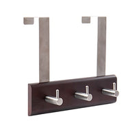 JackCubeDesign Wood Over The Door Rack Hanger Coat Organizer Key Holder Clothes Hat Hanger with 3 Strong Steel Hooks (Wood, 8.66 x 2.4 inches) – :MK423A