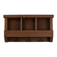Rooms Organized Cubbie Shelf Wall Mounted Pine Wood Coat Rack with Double Hooks (Walnut)