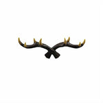 LANGUGU Vintage Deer Antlers Wall Hooks for Hanging Hat Scarf Bag Key Clothes Bathroom Kitchen Towel Holder Christmas Reindeer Deer Horns Resin Hanger Rack Wall Decoration (Black)
