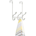 iDesign York Metal Over the Door Organizer, 3-Hook Rack for Coats, Hats, Robes, Towels, Jackets, Purses, Bedroom, Closet, and Bathroom, 8.25" x 5.25" x 10.75", White