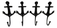 BSA Cast Iron Coat Hook Rustic Anchor Style 5 Inch Set of 4