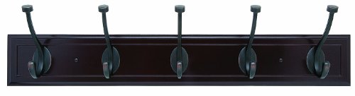 Amerock H55662-MORB 27-Inch Beveled Hook Rack, Mahogany with Oil-Rubbed Bronze Hooks