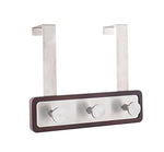 JackCubeDesign Wood Over The Door Rack Hanger Coat Organizer Key Holder Clothes Hat Hanger with 3 Strong Steel Hooks (Wood, 8.66 x 2.4 inches) – :MK423B