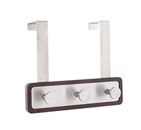 JackCubeDesign Wood Over The Door Rack Hanger Coat Organizer Key Holder Clothes Hat Hanger with 3 Strong Steel Hooks (Wood, 8.66 x 2.4 inches) – :MK423B