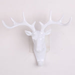Vintage Deer Head Antlers Wall Hook (Max:10kg) for Hanging Hat Scarf Bag Key Clothes Bathroom Kitchen Towel Holder Hanger Rack Wall Wedding Gift (White)
