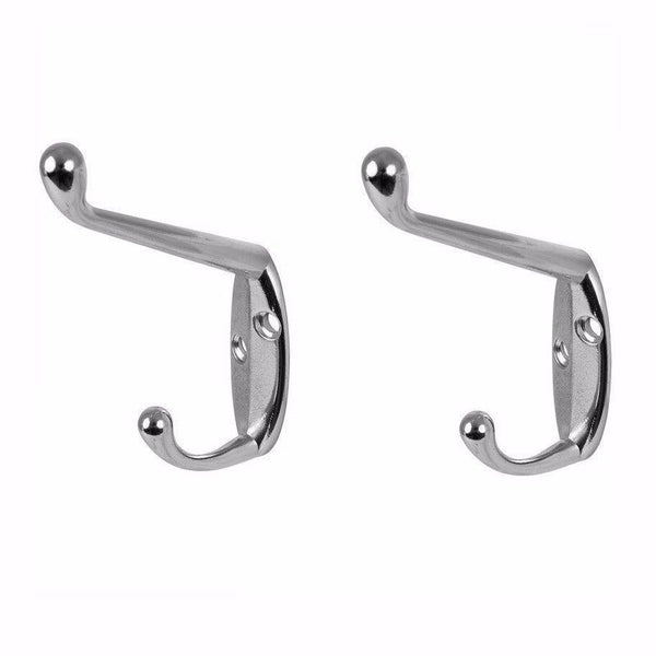 Hat and Coat Hooks Chromed With Screws Pack of 2   0223
