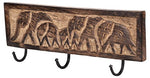 SAAGA Wooden Wall Hook Key Hook Coat Hook Utility Hook Wall Mounted Hook Elephants Carved/Handmade : 15.5x5.5x2 inches (LxBxH)