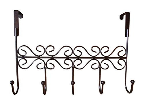 Dingang Over the Door 5 Brown Hanger Rack - Decorative Metal Hanger Holder for Home Office Use