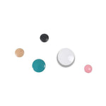 MLF The Dots Coat Hooks Set of 5, Colorful Ash Wood Wall Mounted Wall Hanger Rack, Scatter The Wall to Display Hats, Clothes and Accessories etc.(Small Natural & Black & Pink/Medium Blue/Large White)