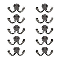 Bar Face/Wall Mount Purse, Coat & Key Hook - Double Arm - Black Nickel - Set of 10