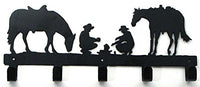 Western Cowboy Wall Hooks Decorative Hanger Horse Figure Heavy Duty Metal Coat Keys Hats Hanging Holder Outdoor Indoor Decor