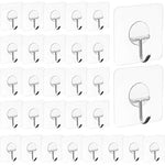 30 Packs Adhesive Hooks Wall Hooks Strong Adhesive Hooks 30 lbs/ 15 kg Seamless Transparent Hooks for Towel Loofah Bathrobe Coats Ceiling Hanger, Waterproof Hooks