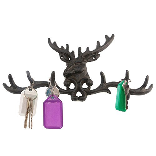 Orgrimmar Iron Wall Key Holder Metal Heavy Duty Coat Hat Hanger Deer Head Decorative Wall Hook for Home Office