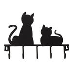 SODIAL(R)Fashion Black cat design Metal Iron Wall Door Mounted Rustic Clothes Coat hat key hanging Decorative Wall Hooks Robe Hanger