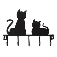 SODIAL(R)Fashion Black cat design Metal Iron Wall Door Mounted Rustic Clothes Coat hat key hanging Decorative Wall Hooks Robe Hanger