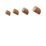 Natural Wooden Coat Hooks Wall Mounted - Vintage Single Organizer Hangers, Handmade Craft Hat Rack (Beech Wood, Pack of 4)