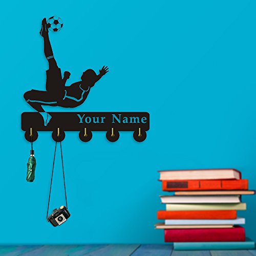 Football Goalkeeper Customize Name Creative Design Multi-Purpose Coat Clothes Wall Hook Hanger Sport Handbag Towel Bathroom Kitchen Decor Key Holder Soccer Lover Gift