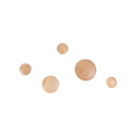 MLF The Dots Coat Hooks Set of 5(3 Small/1 Medium/1 Large), Colorful Ash Wood Wall Mounted Coat-pegs Wall Hanger, Scatter The Wall to Display Hats, Scarves,Clothes and Accessories etc.(Natural)