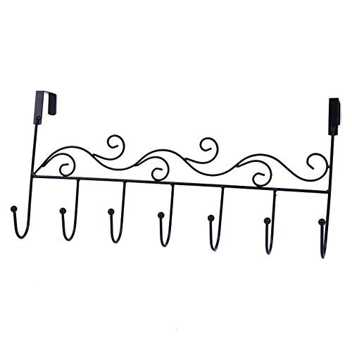 Lilongjiao Over the Door 7 Hook Rack - Decorative Organizer Hooks for Clothes, Coat, Hat, Belt, Towels - Stylish Over Door Hanger for Home or Office