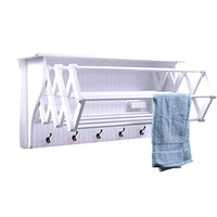 Danya B Accordion Clothes Drying Rack, Retractable, Wall Mounted, White - Perfect for The Laundry Room