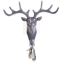 Faraway Deer Head Hook Animal Jewelry Display Rack Self Adhesive Clothing Coat Hanger Cap Room Decor Show Wall Bag Keys Sticky Holder (Gray)