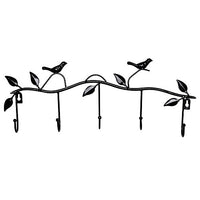 Stylish Rack Multi-Purpose European Bird Style Wall Mount Decorative Hanger Organizer Holder for Hanging Your Clothes Coat Hat Belt for home office with 5 Coat Hooks (Black,Bird)