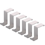 Home-organizer Tech Stainless Steel Reversible Over the Door Hook Removable Cubicle Coat Hook, Brushed Finish 6 Pack