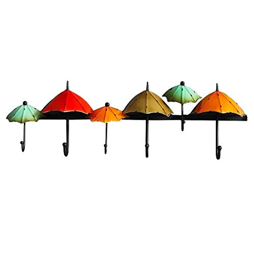 ZHEN GUO Unique Metal Coat Rack Hanging Hooks Colorful Umbrella Coat Hanger Wall Mounted, Clothes Hat Key Towel Holder (Color : Multicolor)