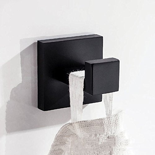 JYPHM Towel Hook Over Door Single Towel Coat Hook Wall Mounted Stainless SteelSquare Style Black