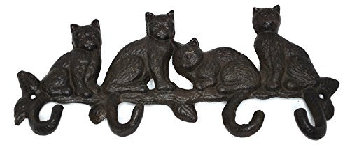 Iron Rustic Wall Hooks 4 Cats Iron Key Rack Animal Hooks Keyholder Home Decor Organizer Kitchen Bath Office Hat Bag Coat Towel Hook Purse Holder Storage Hook