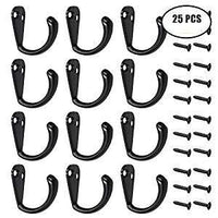 25 Pcs Black Wall Mounted Single Hook Robe Hooks Hat Hook Coat Hooks Cloth Hanger With 50 Pcs Screws By Erlvery Damain