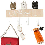 Wall Mounted Coat Rack with 4 hanging hooks. 16" Long, Cat Themed, and Ready to Hand. Use as coat rack, hat organizer, key holder. Perfect for Entryway, Mudroom, Kitchen, Bathroom, Hallway, Foyer