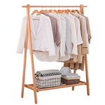 MING REN Wooden Coat Rack,Adjustable Clothing Rail Garment Clothes Rack Collapsible 3 Sizes,2 Color (Color : Wood Color, Size : 75x149CM)
