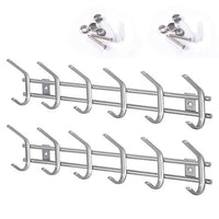 WEBI Coat Rack Wall Mounted,6 Coat Hooks for Hanging Coats,Stainless Steel Hook Rack Hook Rail Wall Coat Rack with Hooks Coat Hanger Wall Mount Coat Hooks for Entryway,Brushed Nickel,2 Packs