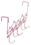 Over The Door 5 Hanger Hooks Storage Organizer Rack, Pink Stars