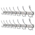 WEBI 2pacs, 30-Inch Entryway Robe Hat Clothes Towel Rack Rail/Coat Rack with 8 Flared Tri Hooks, Wall Mounted, Aluminum/Chrome Finish